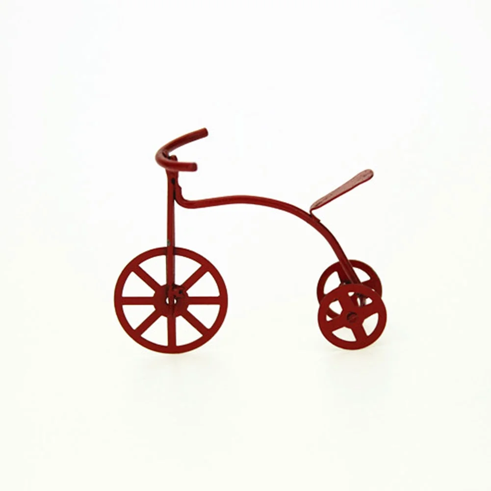 1/12 Scale Dollhouse Miniature Metal Retro Bicycle Bike Tricycle Model Toys