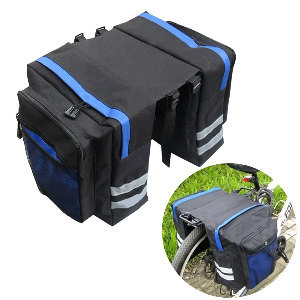 Multi-functional Bag Mountain Bike Waterproof Cycling Rear Seat Bag Trunk Shoulder Handbag Pannier (Blue)