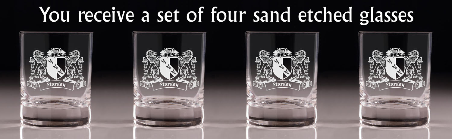 Stanley Irish Coat of Arms Old Fashioned Tumblers - Set of 4