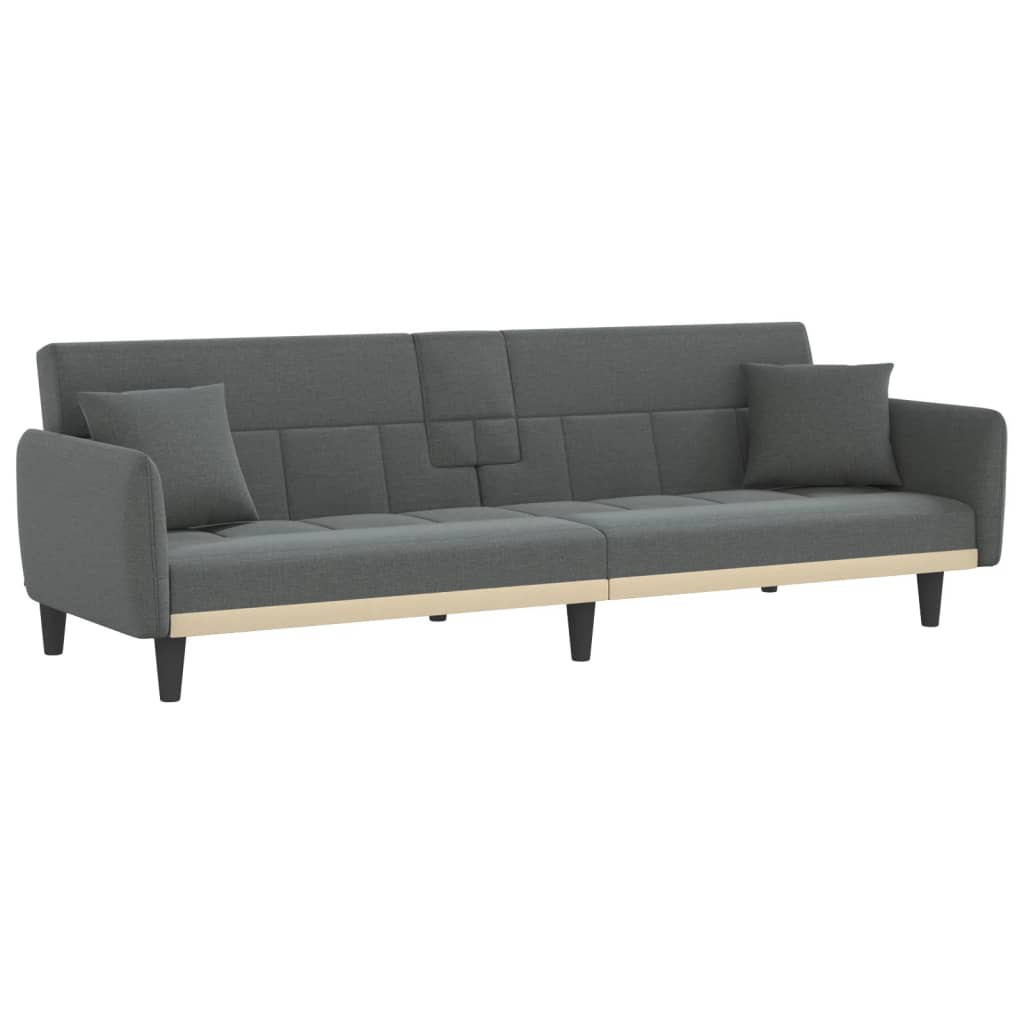 Walmeck Sofa Bed with Cup Holders Dark Gray Fabric