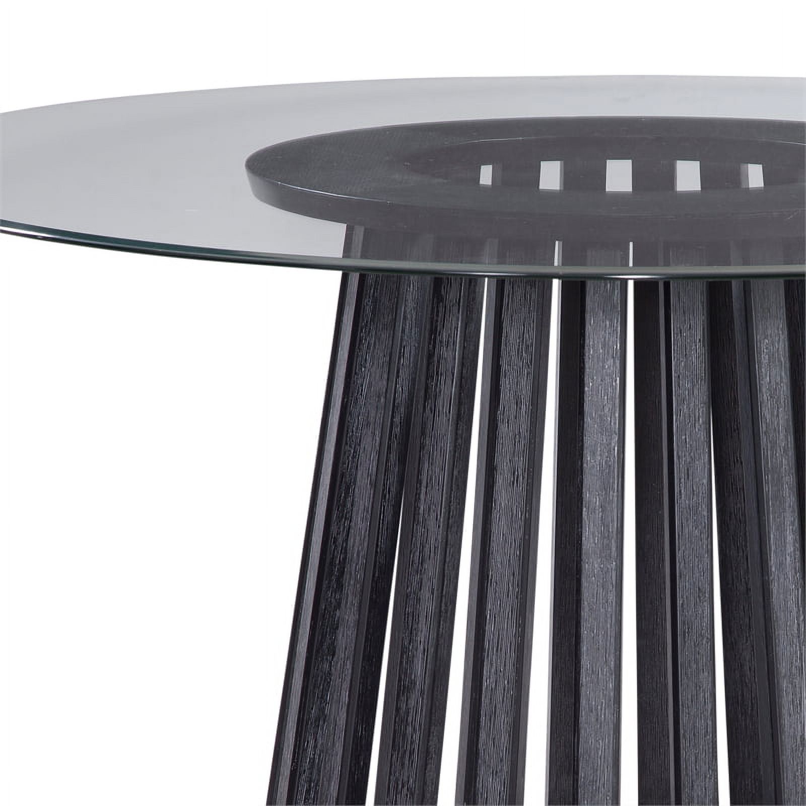 Bassett Mirror Mateo Round Contemporary Glass and Wood Dining Table in Black