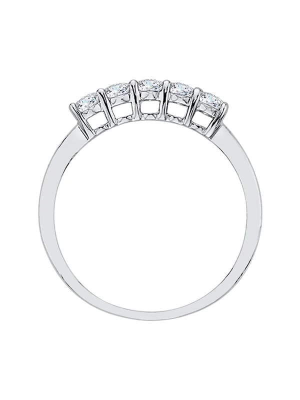 Five Stone Diamond Anniversary Ring in Sterling Silver (1/2 cttw) (I-Color, SI3-I1 Clarity) (Size-10)
