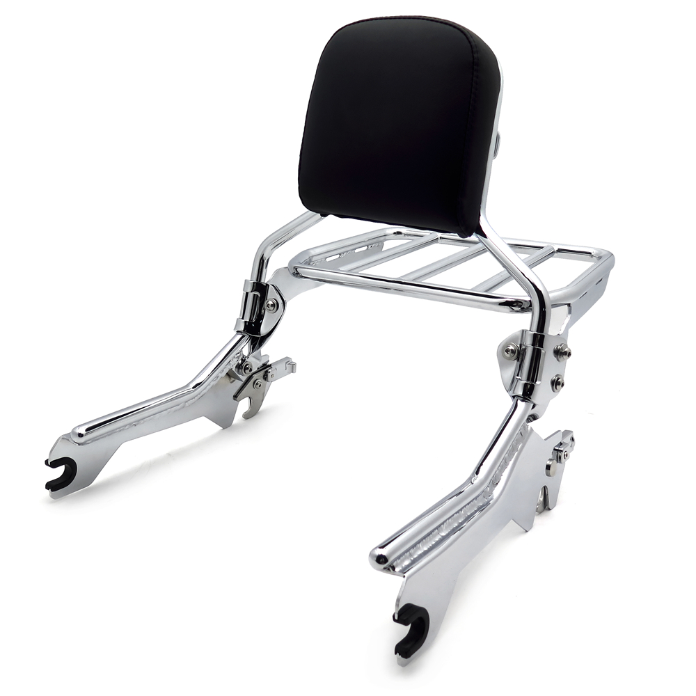 HTTMT- Chrome Holdfast Sissy Bar Upright Sport Luggage Rack Compatible With 18-later FLFB FLFBS FXBR