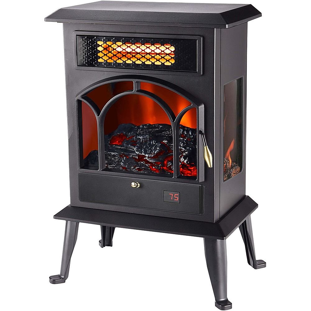 3 Sided Infrared Top Vent Stove Heater - Black
