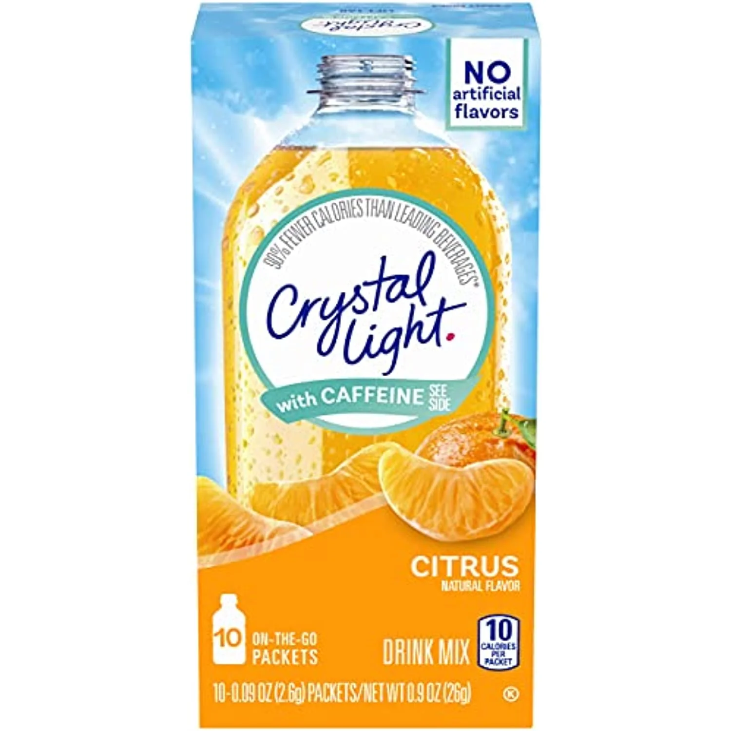 Crystal Light On The Go Citrus With Caffeine Drink Mix, 10-Packet Box (Pack Of 5)