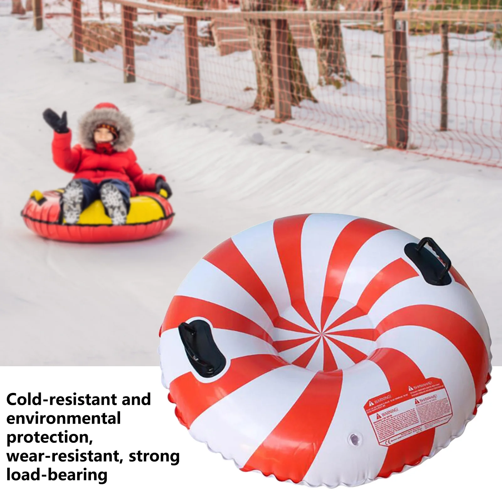 QILIN Inflatable Ski Ring Strong Load-bearing Wear-resistant Not Easy to Explode Reinforced Handles Inflatable Snow Activities Large Size Outdoor Thickened PVC Inflatable Ski Circle for Outdoor