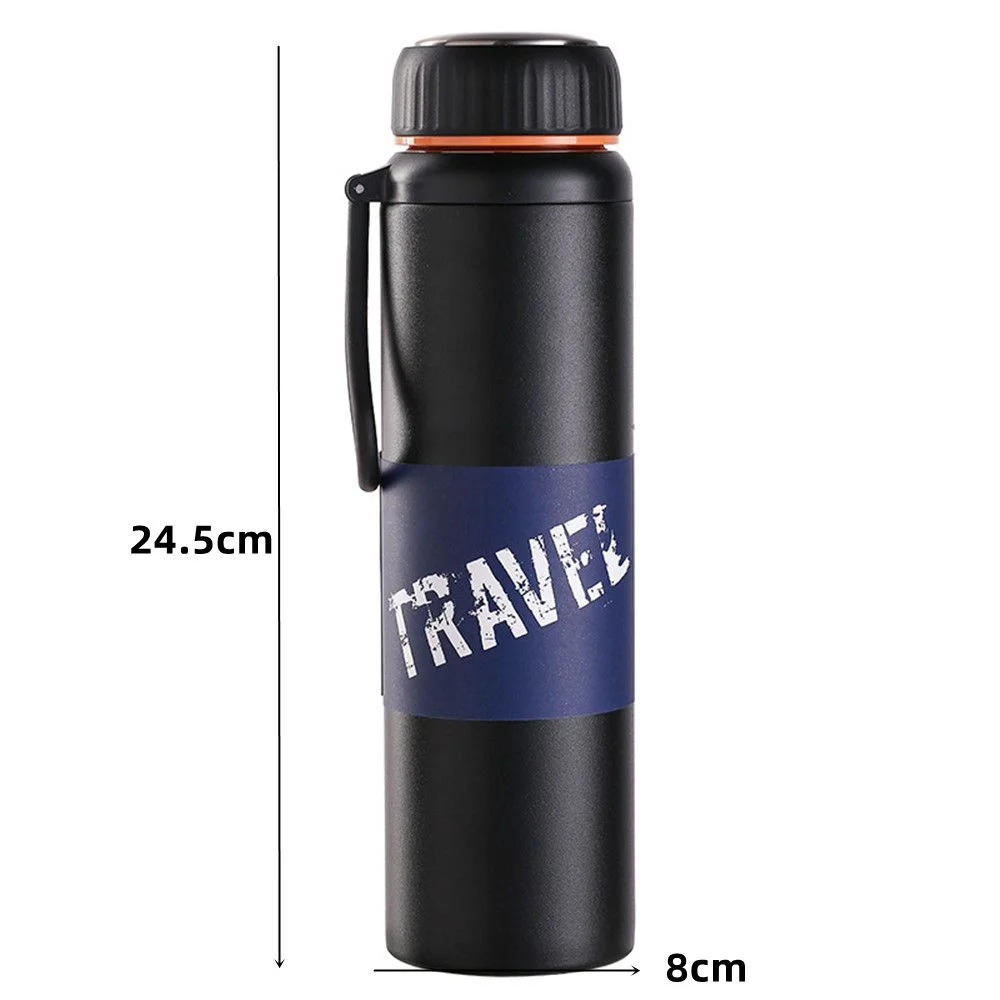 800ml Insulated Stainless Steel Sports Fitness Portable Water Bottle Travel Cup Thermal Mug Vacuum Flasks BLACK