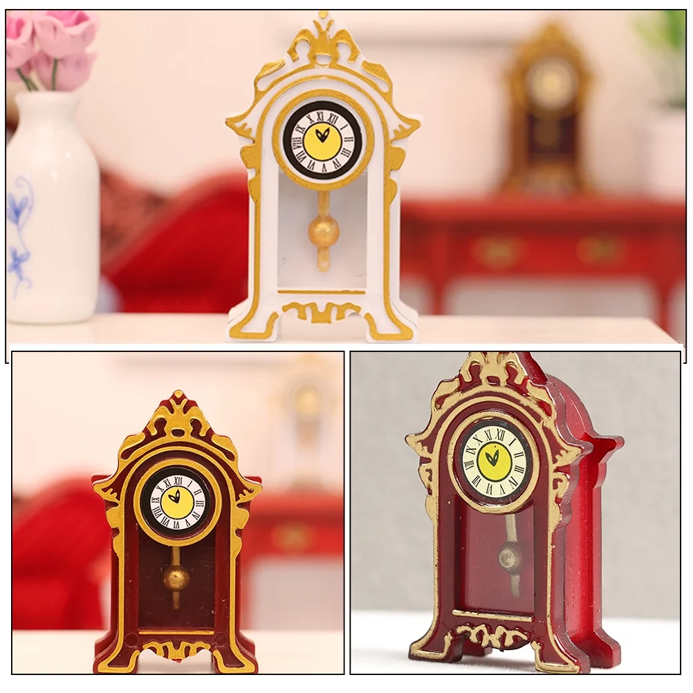 2 Pcs Mini Dollhouse Clock Minamistic Room Decor Home Accents Vintage Furniture Tiny Decorations Resin
