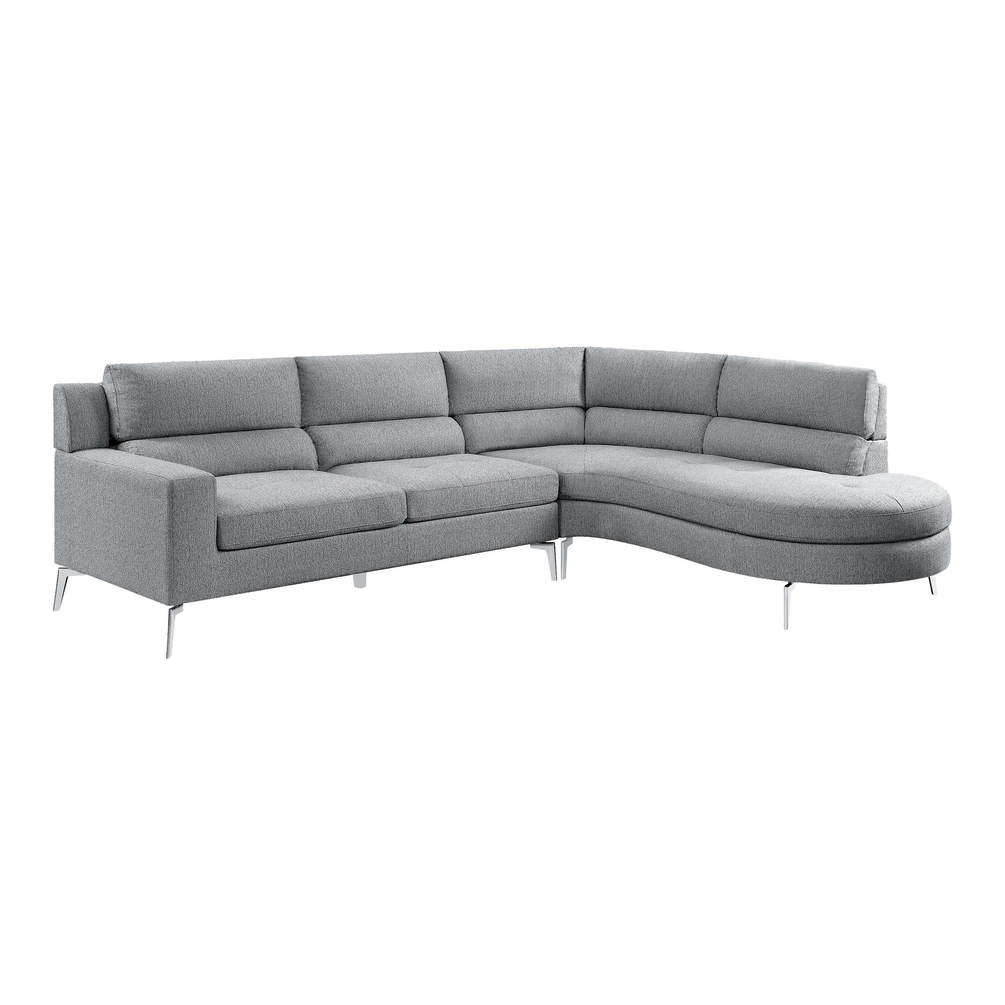 Alfio 102.5 in. W Upholstery 2-Piece Sectional Sofa with Right Chaise in Gray