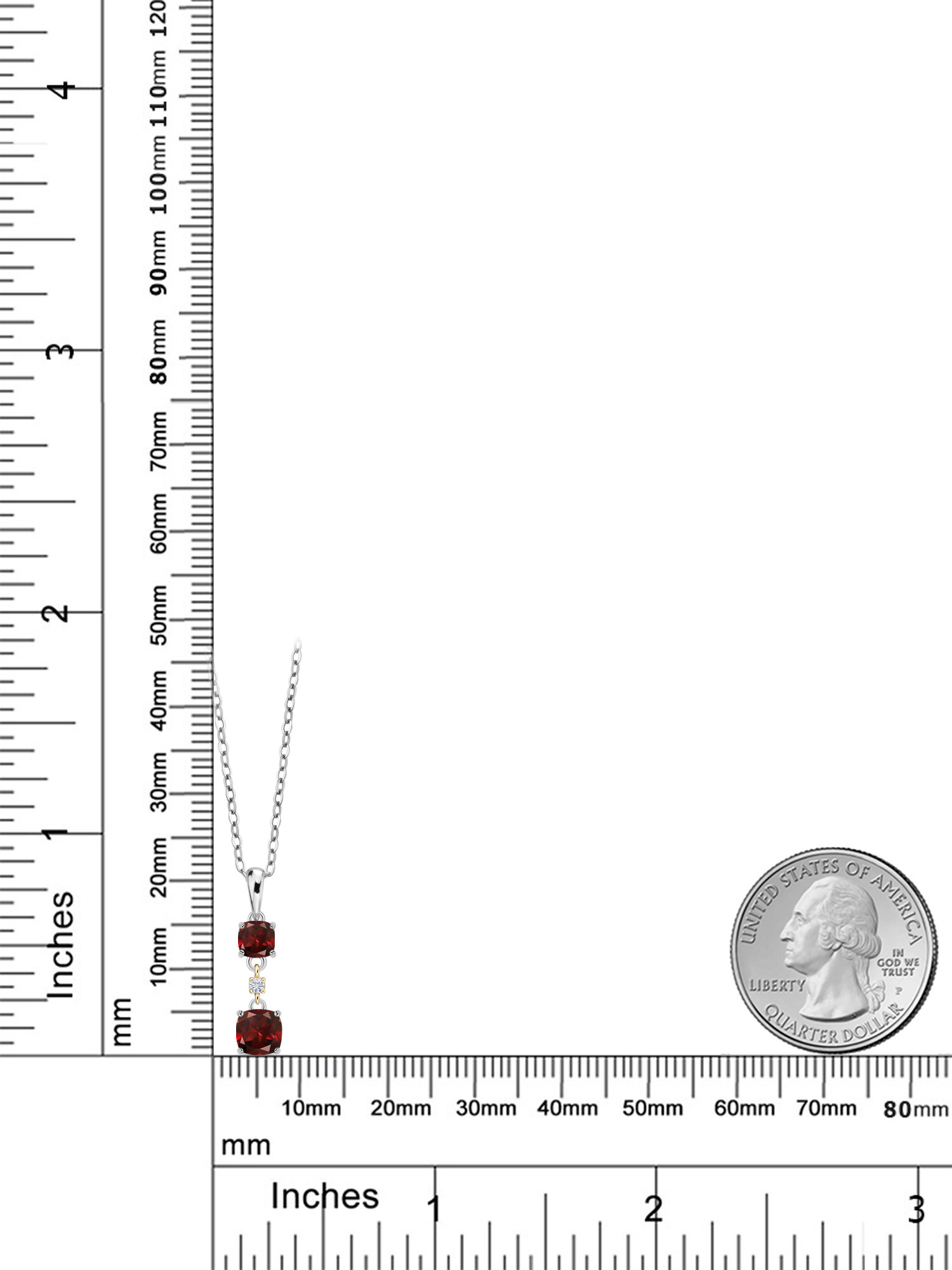 Gem Stone King 1.24 Ct Cushion Red Garnet 925 Silver and 10K Yellow Gold Pendant with Chain