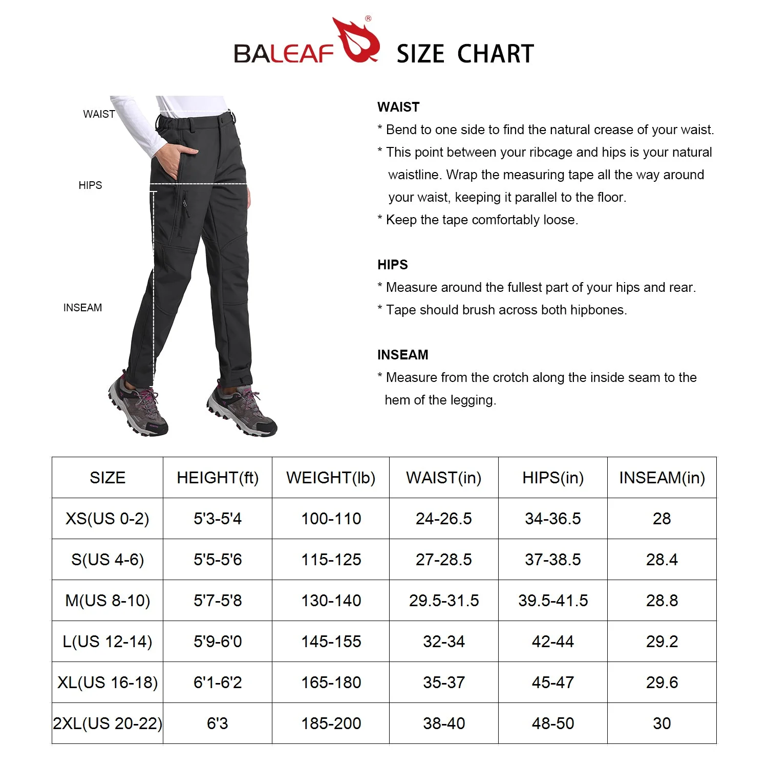 Baleaf Women's Ski Pants Snow Pants Hiking Fleece-Lined Windproof Water-Resistant Outdoor Insulated Soft Shell Black S