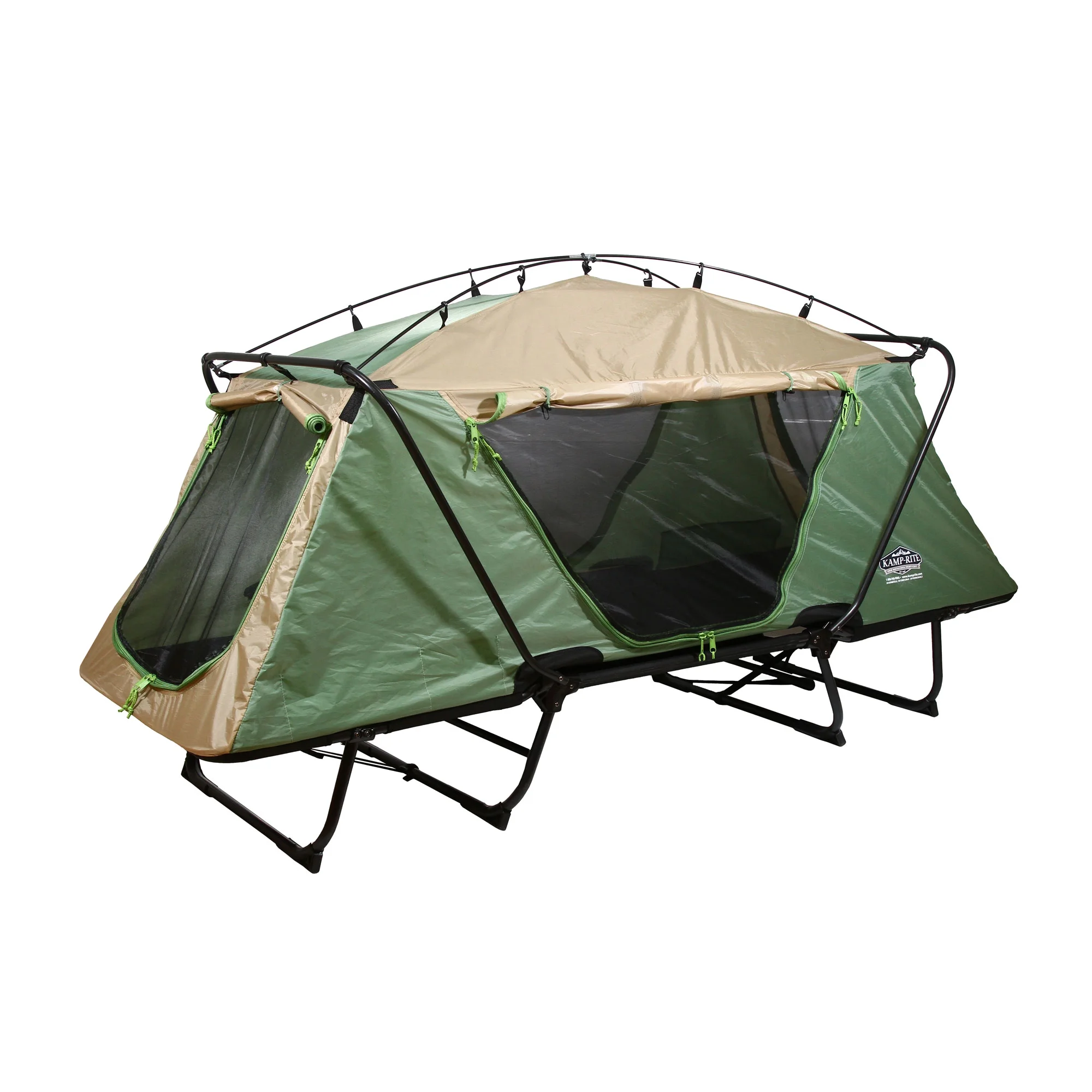 Kamp-Rite Oversize Versatile Cot, Chair, & Tent, Easy Setup, Green/Tan (2 Pack)