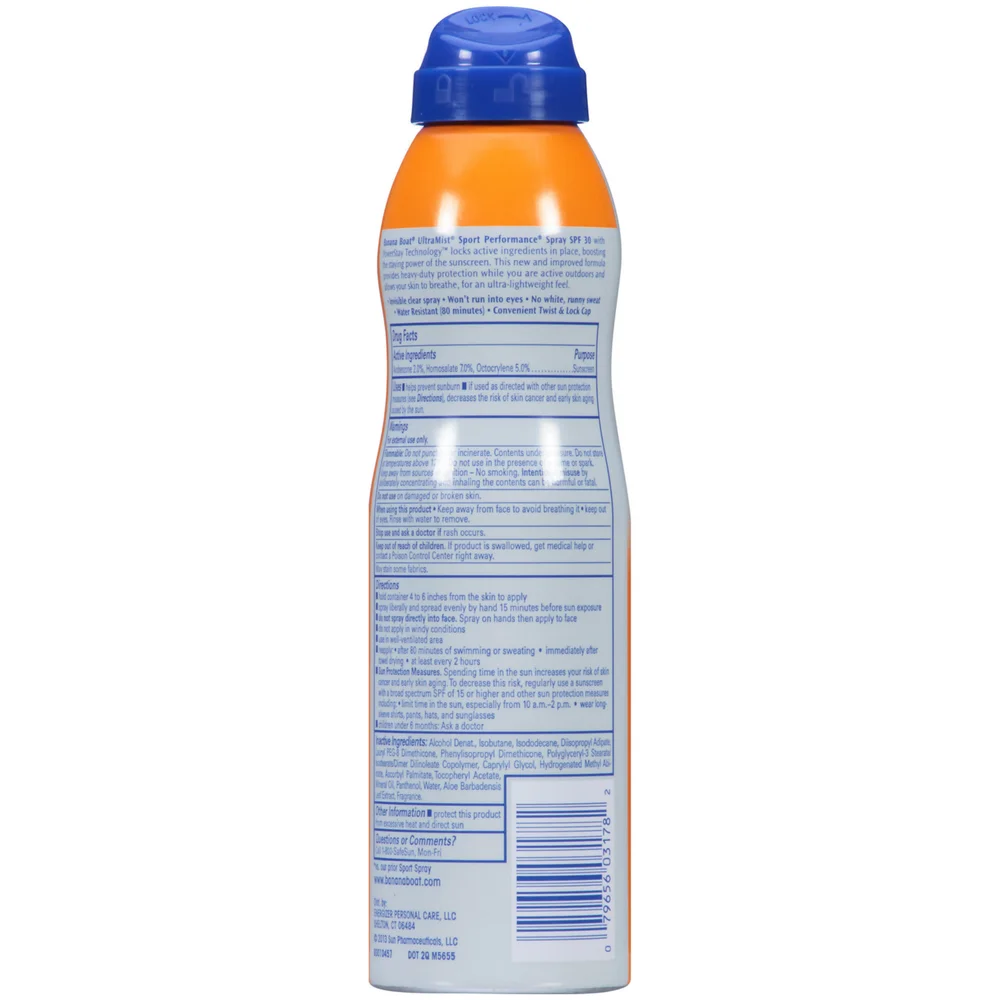 Banana Boat Sport Performance Sunscreen Spray, SPF 30 6 oz (Pack of 4)