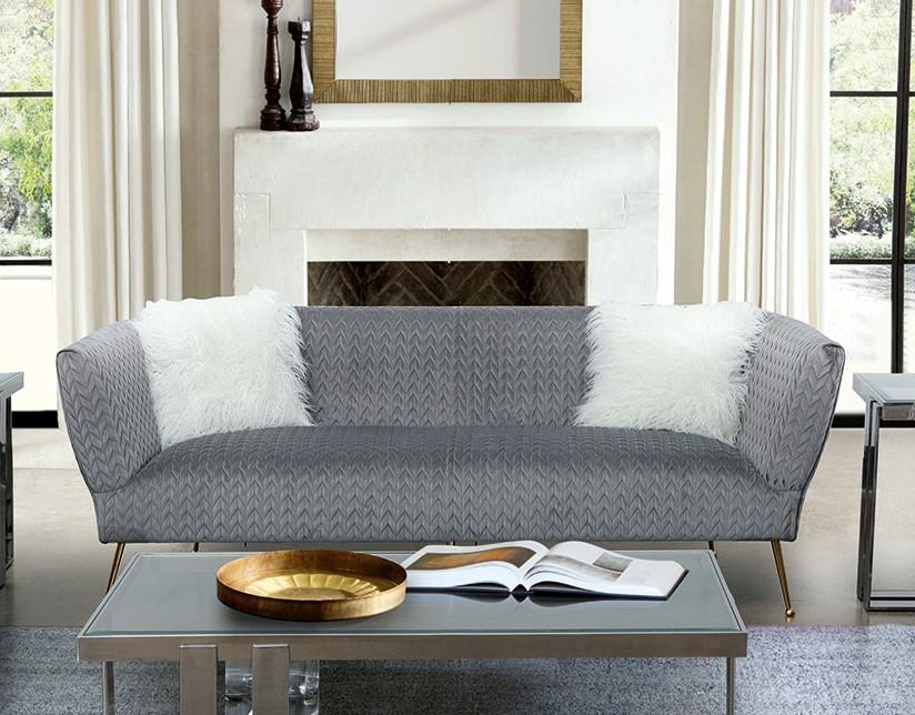 Modern Grey Fabric Tufted Sofa & Loveseat Set 2 Pcs American Eagle AE3805