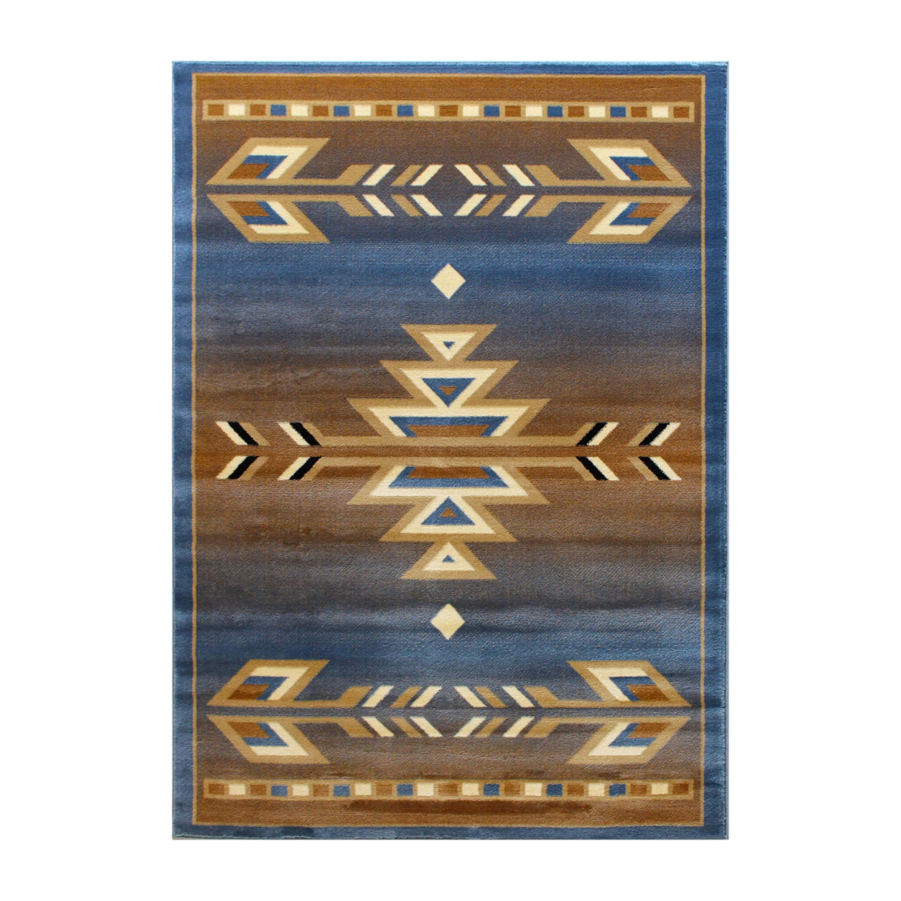 BizChair Southwest Native, Area Rug (8 Feet X 10 Feet), Blue