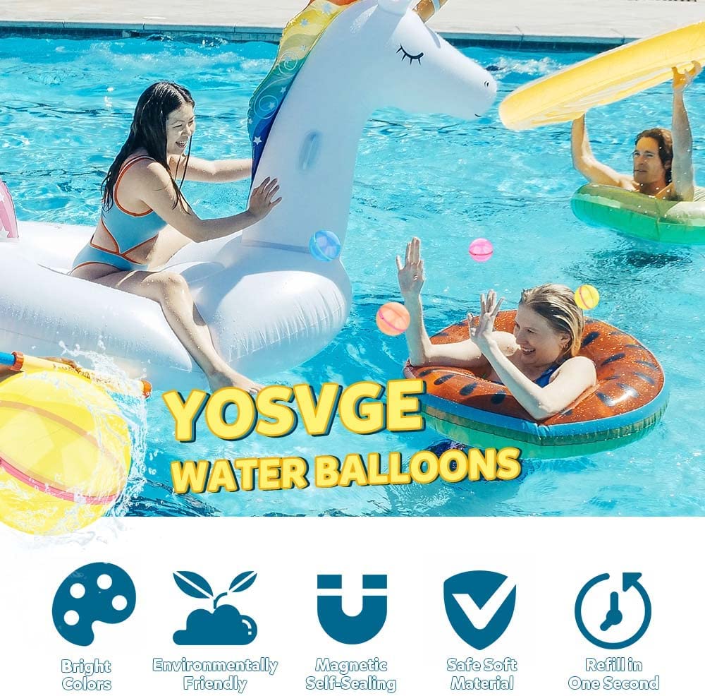 Reusable Water Balloons Self Sealing Quick Fill, Refillable Water Balls Balloons for Boys and Girls, Pool Beach Toys for Kids, Outdoor Activities Water Games Summer Toys, Splash Ball for Fun, 8 Pack