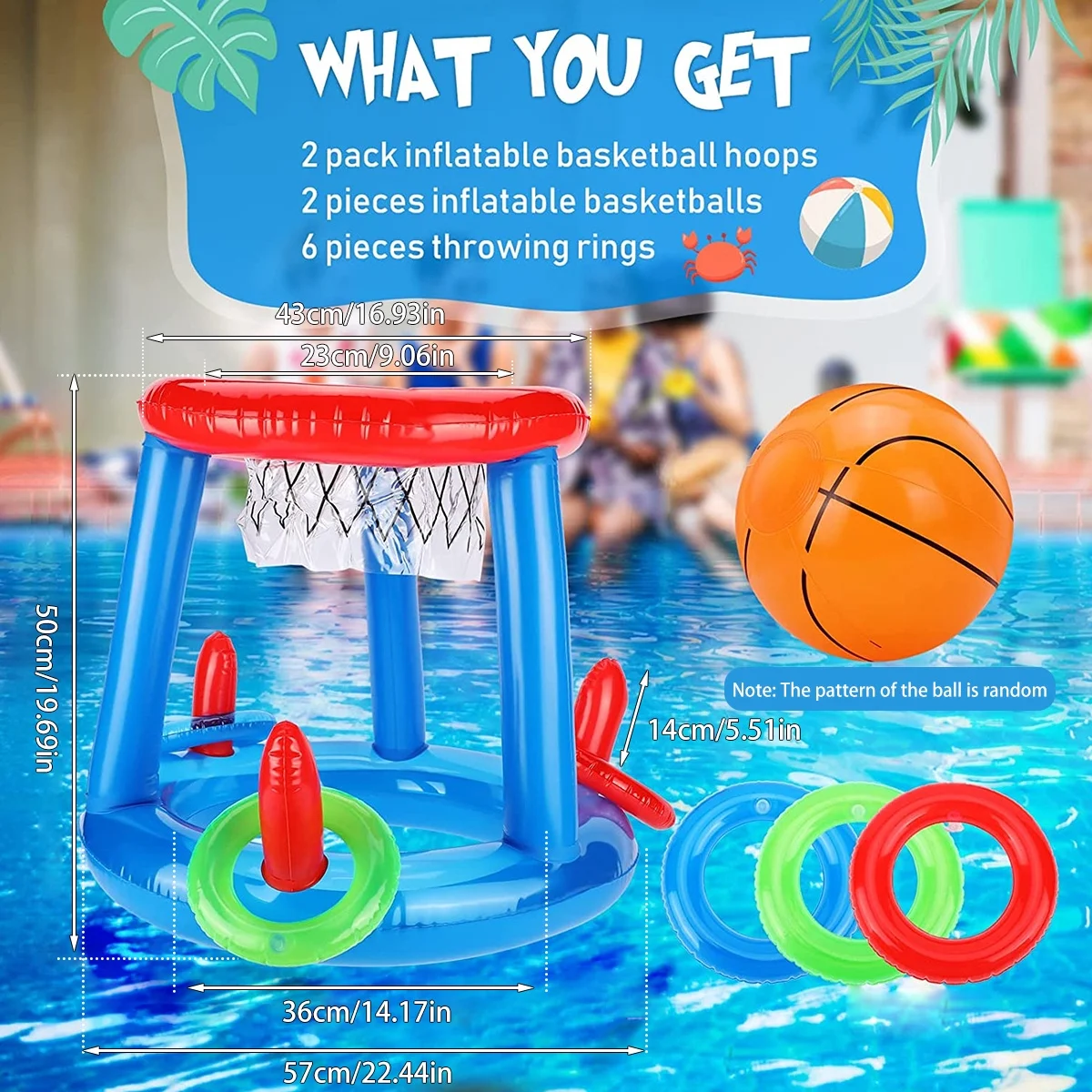 Morima Pool Toys,Swimming Toys Basketball Target Toss,Inflatable Basketball Hoop Swimming Pool Water Toys for Kids Toddlers,Ages 8+