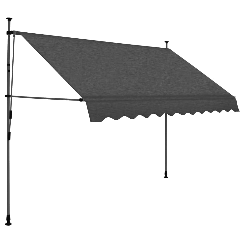 Anself Manual Retractable Awning with LED Outdoor Door Canopy Sunshade Shelter Anthracite for Patio, Balcony, Backyard, Garden, Deck 118.1 Inch