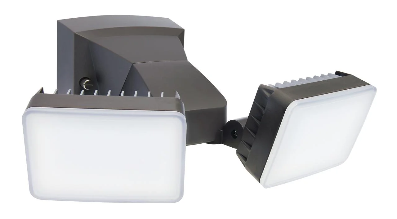 IQ America DT2002 Dusk-to-Dawn Security Flood Light w Timer, 2100 Lumen LED, Eave Soffit or Wall Mount Energy Saving Outdoor Weatherproof Commercial Residential BZ