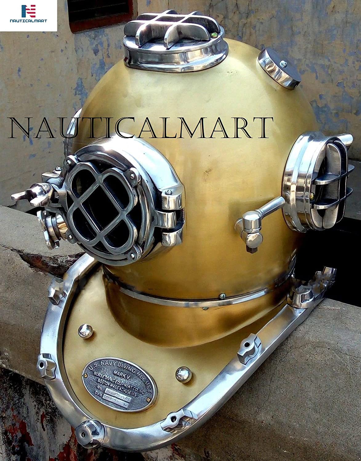 US Navy Scuba Divers Diving Helmet Mark V Deep Sea Marine Bostan