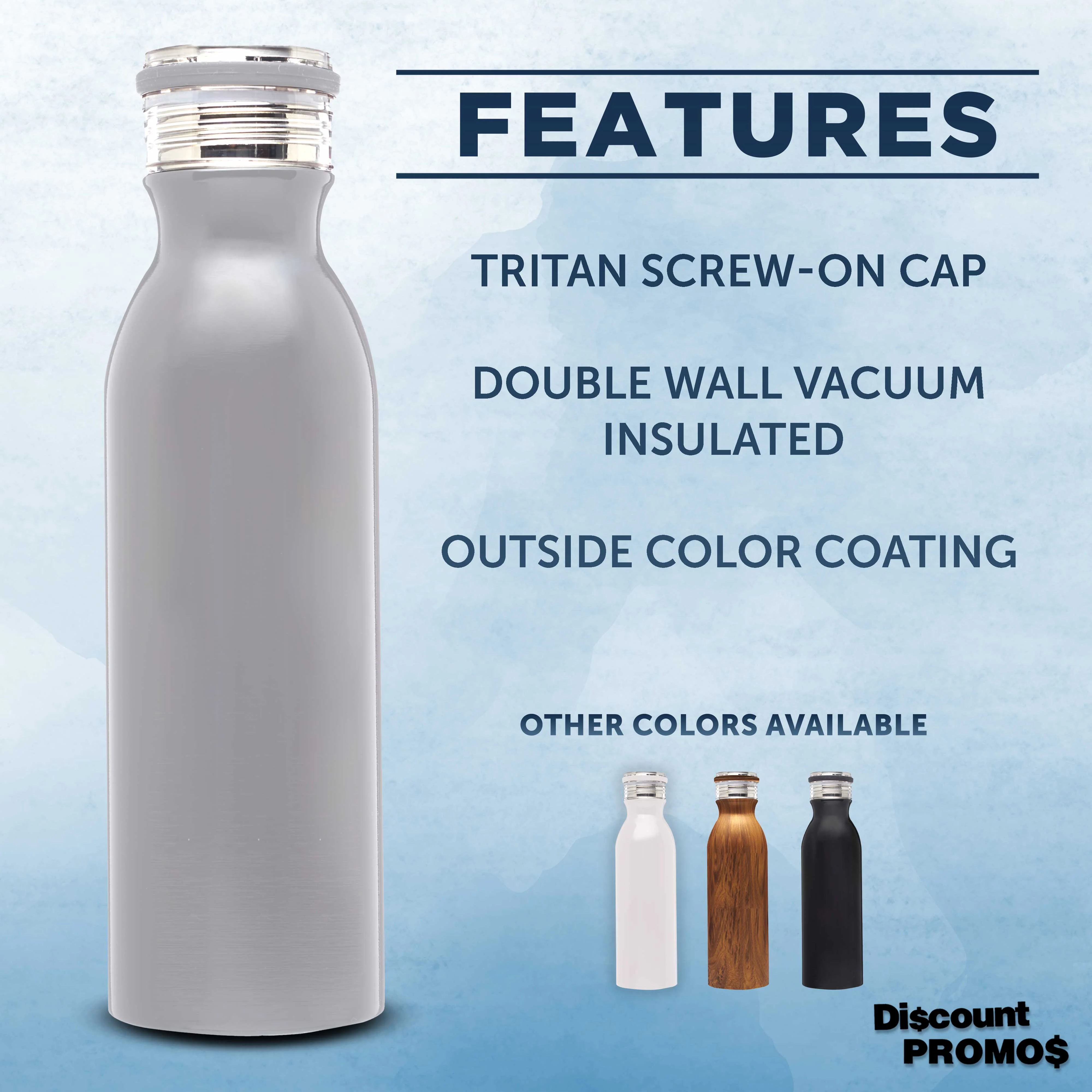 Stainless Steel Water Bottles by Echo 20 oz. Set of 6, Bulk Pack - Double Wall, Perfect for Coffee, Soda, Other Hot & Cold Beverages - Silver