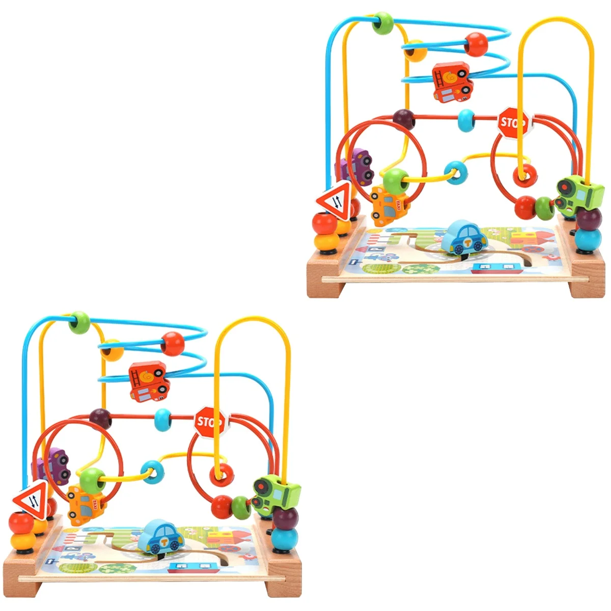 Frcolor Bead Toy Maze Wooden Toys Kids Educational Boys Beads Game Coaster Roller Early Girls Toys First Circle Toddler Cube