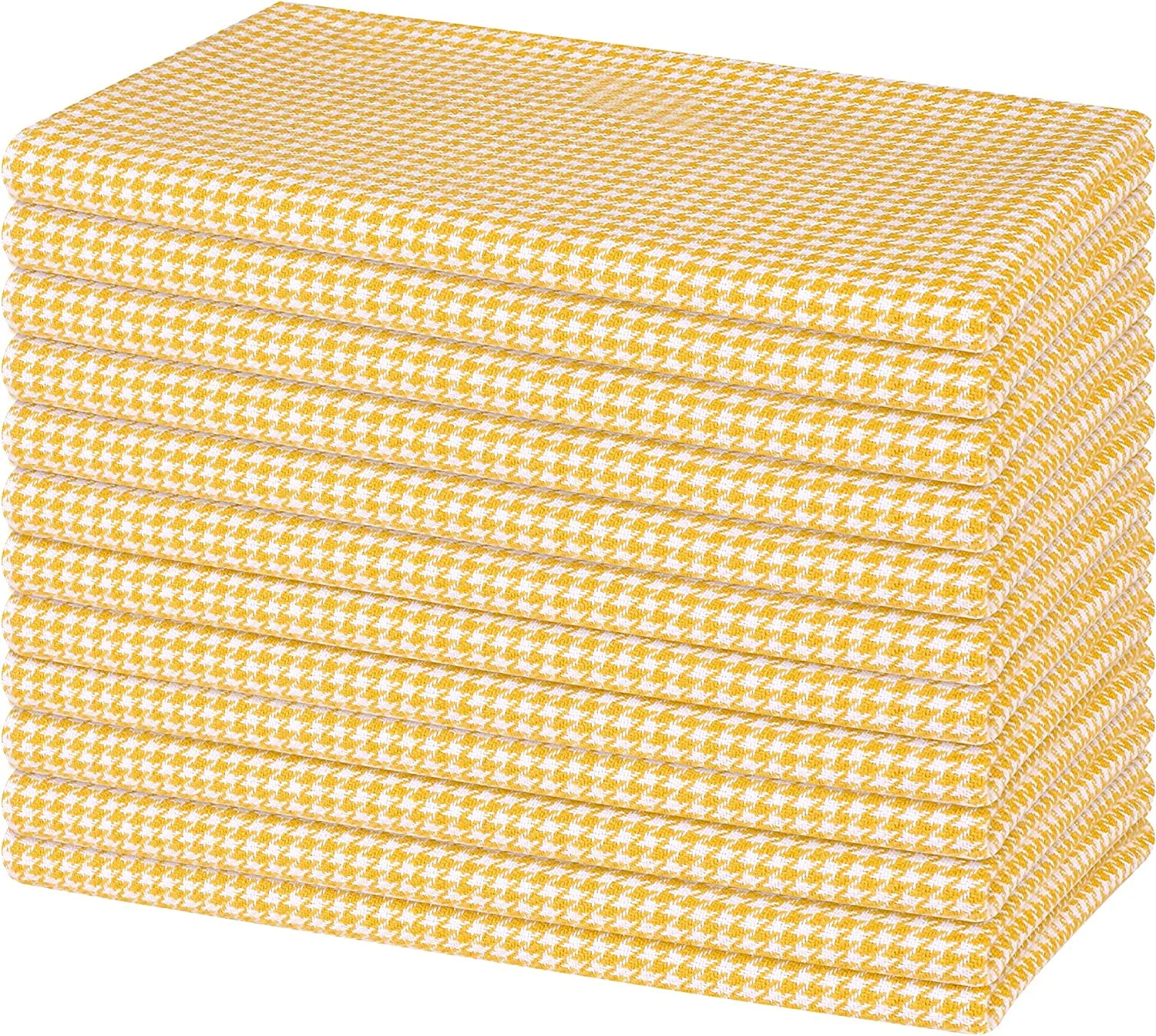 Native Fab Reusable Houndstooth Cloth Napkin 18x18 Cotton Set of 12 - Yellow
