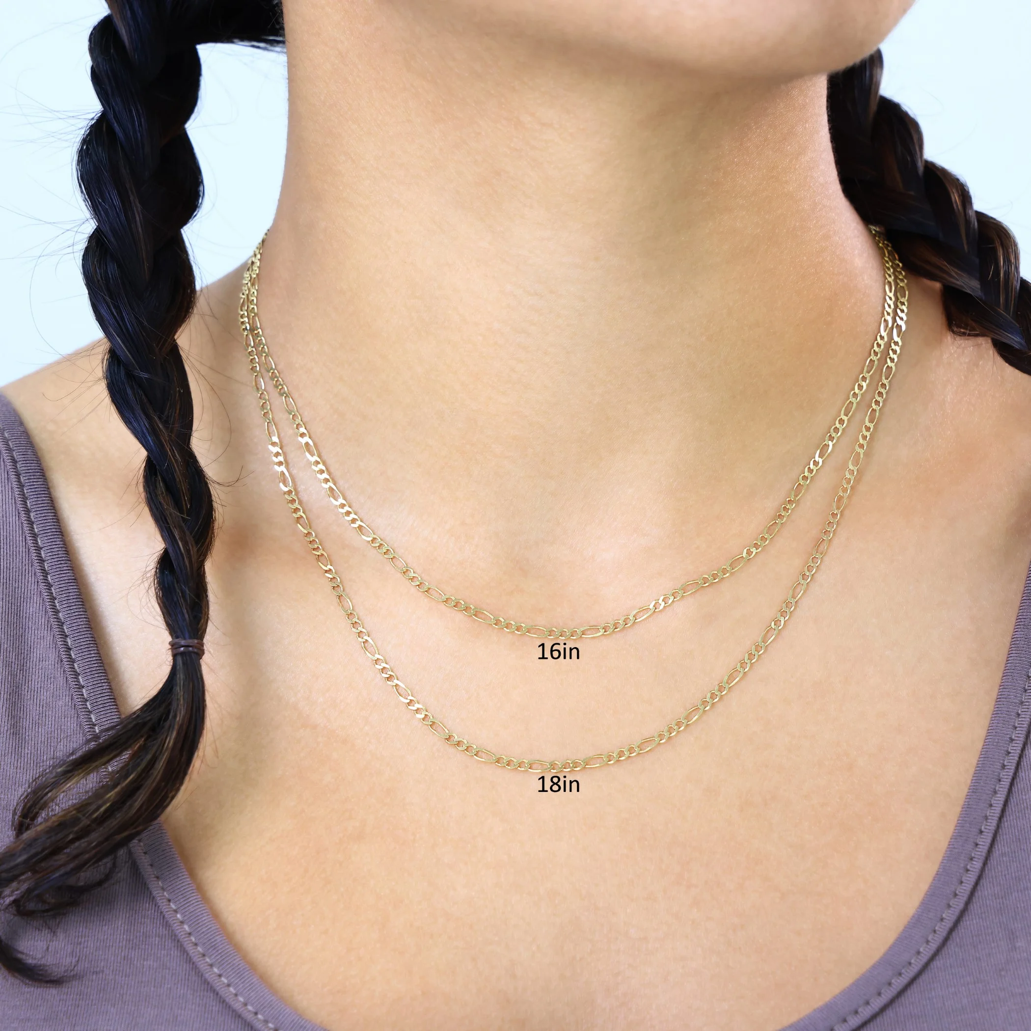 Nuragold 10k Yellow Gold 2.25mm Solid Figaro Chain Link Pendant Necklace, Womens Mens Jewelry 16