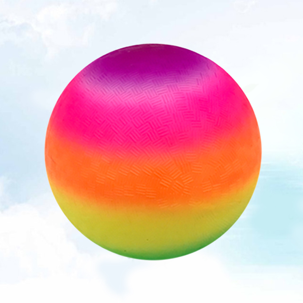 OUNONA Funny Inflatable Ball Rainbow Color Beach Ball Toy Thicken PVC Ball Playthings for Kids Children Toddlers