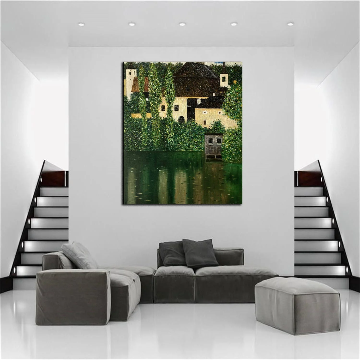 Gustav Klimt Canvas Art Klimt Water Castle Framed Painting Wall Art For Bedroom Livingroom Office Ready to Hang