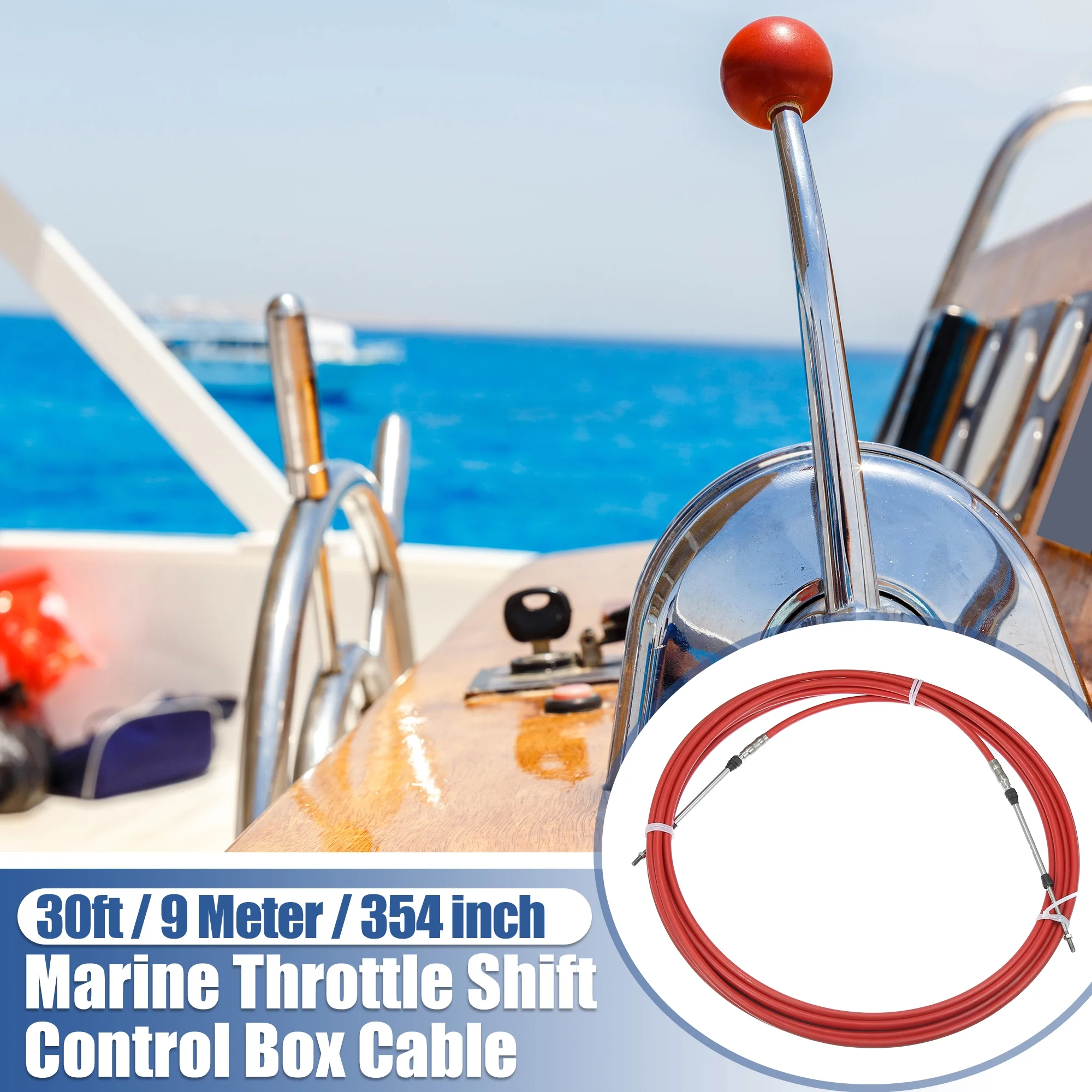 Unique Bargains 2pcs 30ft 354 Inch Marine Type 3300 / 33C Throttle Shift Remote Control Box Cable for Yamaha Outboard Engine Boat Red