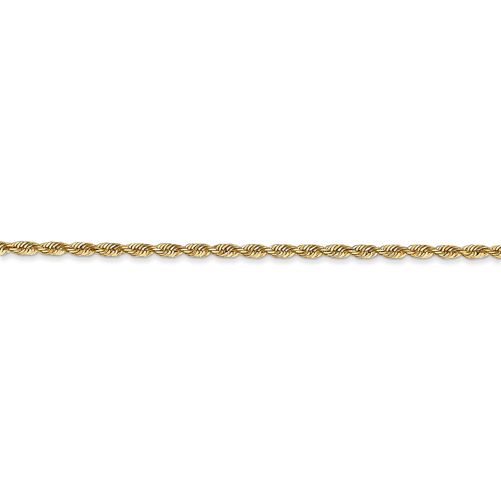 Real 14kt Yellow Gold 1.85mm Diamond-cut Quadruple Rope Chain Anklet; 9 inch; for Adults and Teens; for Women and Men
