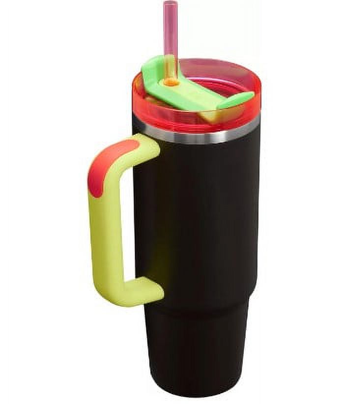 STANLEY Quencher 30 oz H2.0 FlowState Stainless Steel Vacuum Insulated Tumbler with Lid and Straw for Water, Iced Tea or Coffee black Neon
