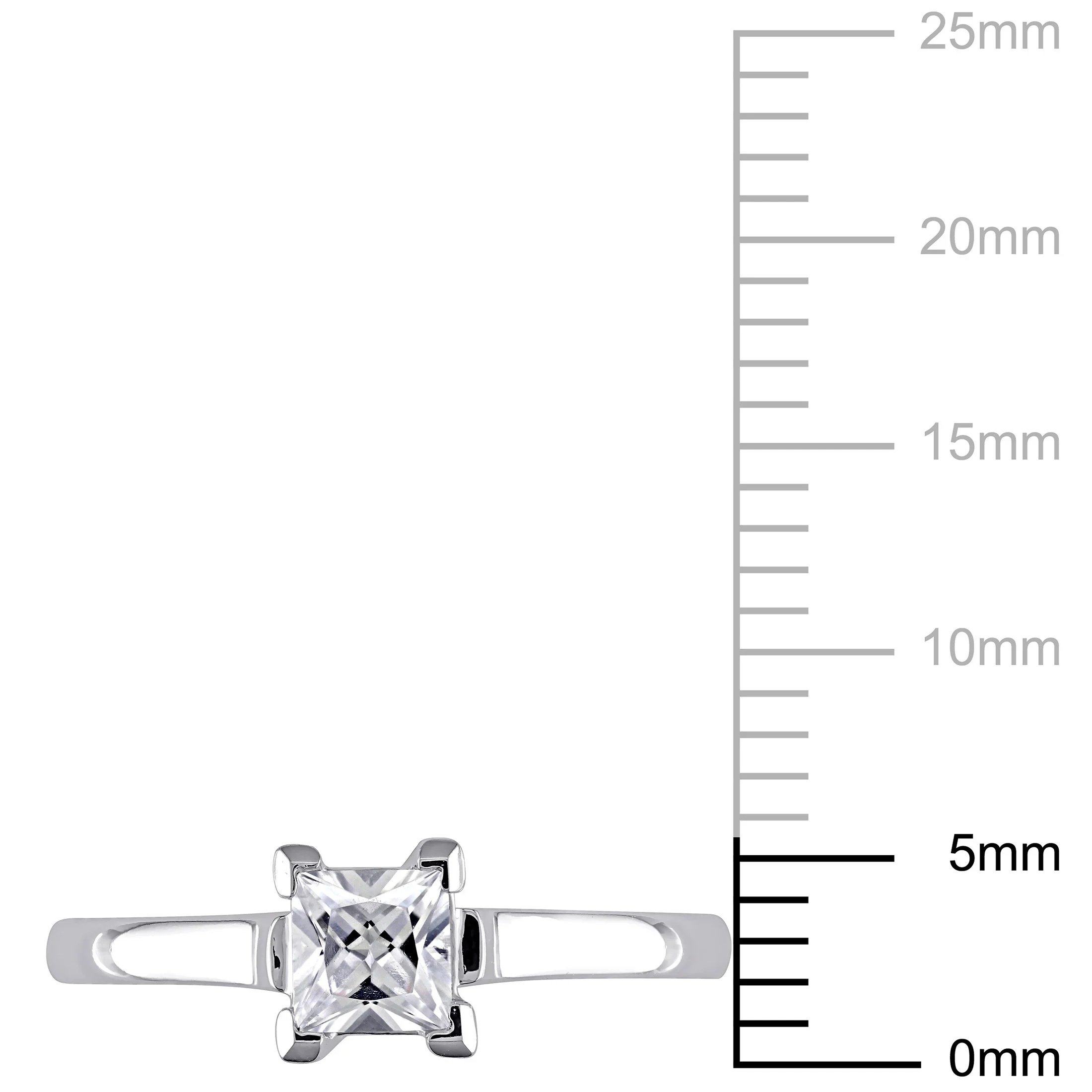 Miabella Women's 5/8 Carat T.G.W. Created White Sapphire Solitaire Ring in 10kt White Gold