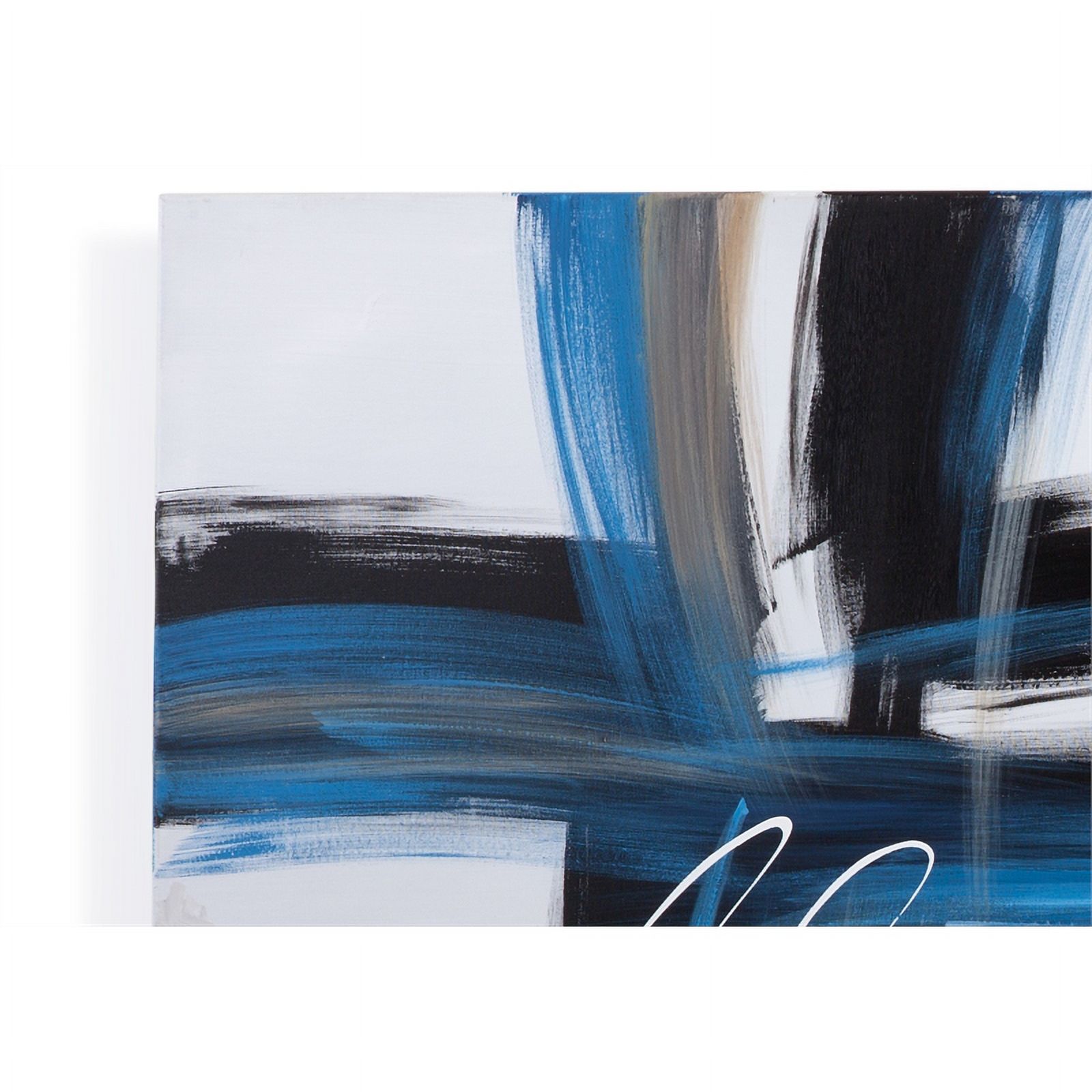 Bassett Mirror Lagan Hand Painted Modern Canvas Fabric Painting in Blue