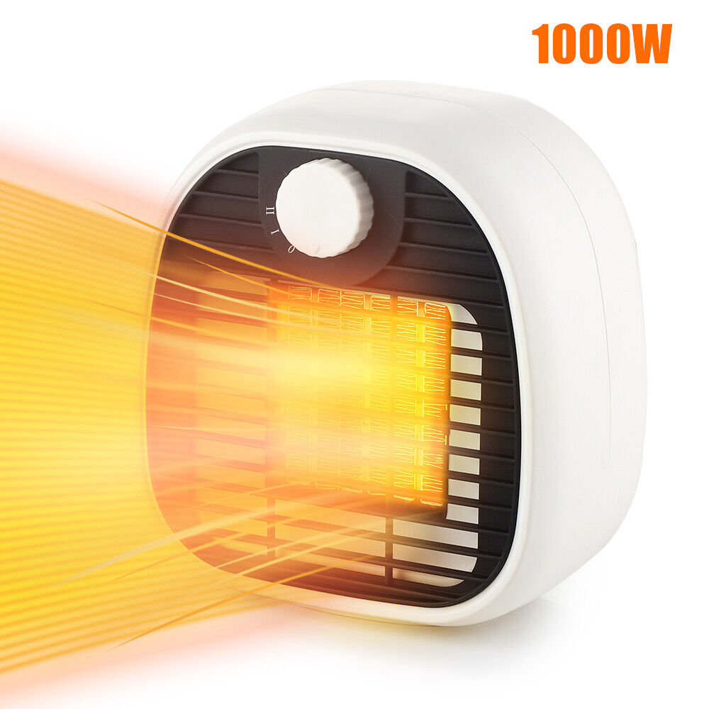 G·PEH Ceramic Electric Heater Fast Heating Mini Fan 1000W PTC Element Adjustable Thermostat Energy Saving Room Heating White Color