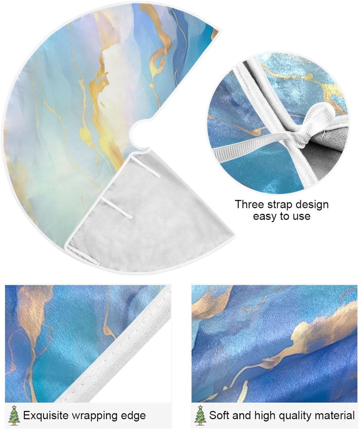 Wellsay Luxury Marble Christmas Tree Skirt 35.4 in Family Holiday Office Christmas Tree Decor New Year Party Country Easter Independence Day