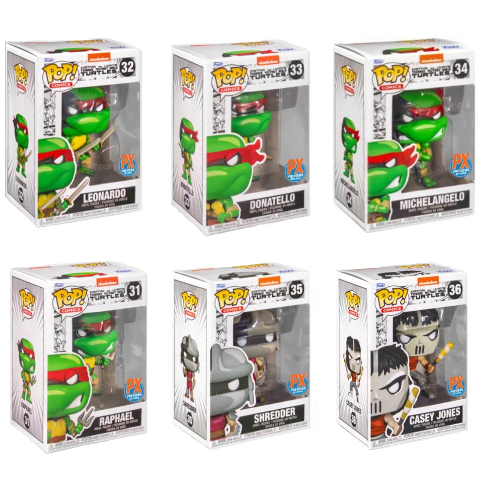 Funko POP! Comics: Teenage Mutant Ninja Turtles Vinyl Figures - Exclusive Set of 6 (Casey Jones / Donatello / Leonardo / Michelangelo / Raphael / Shredder)