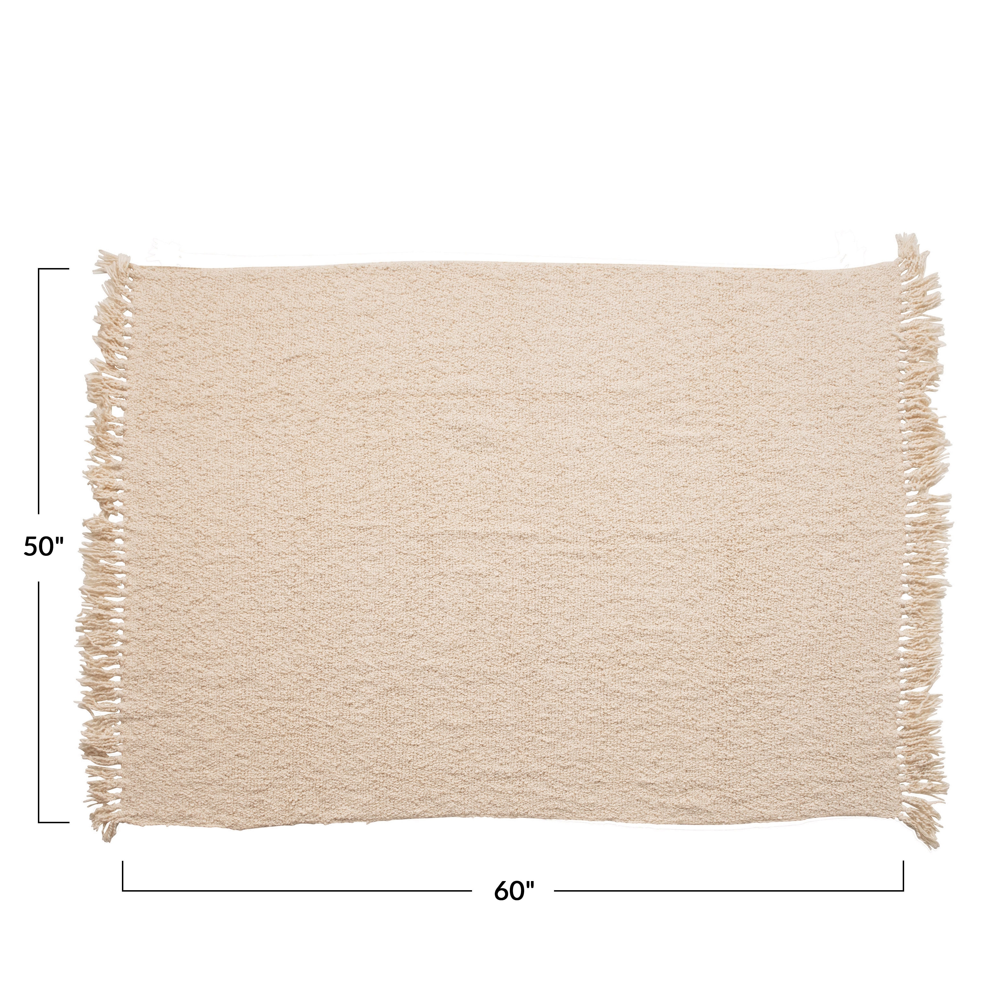 Creative Co-Op Cotton Blend BouclÃÂ© Throw with Fringe, Cream Color