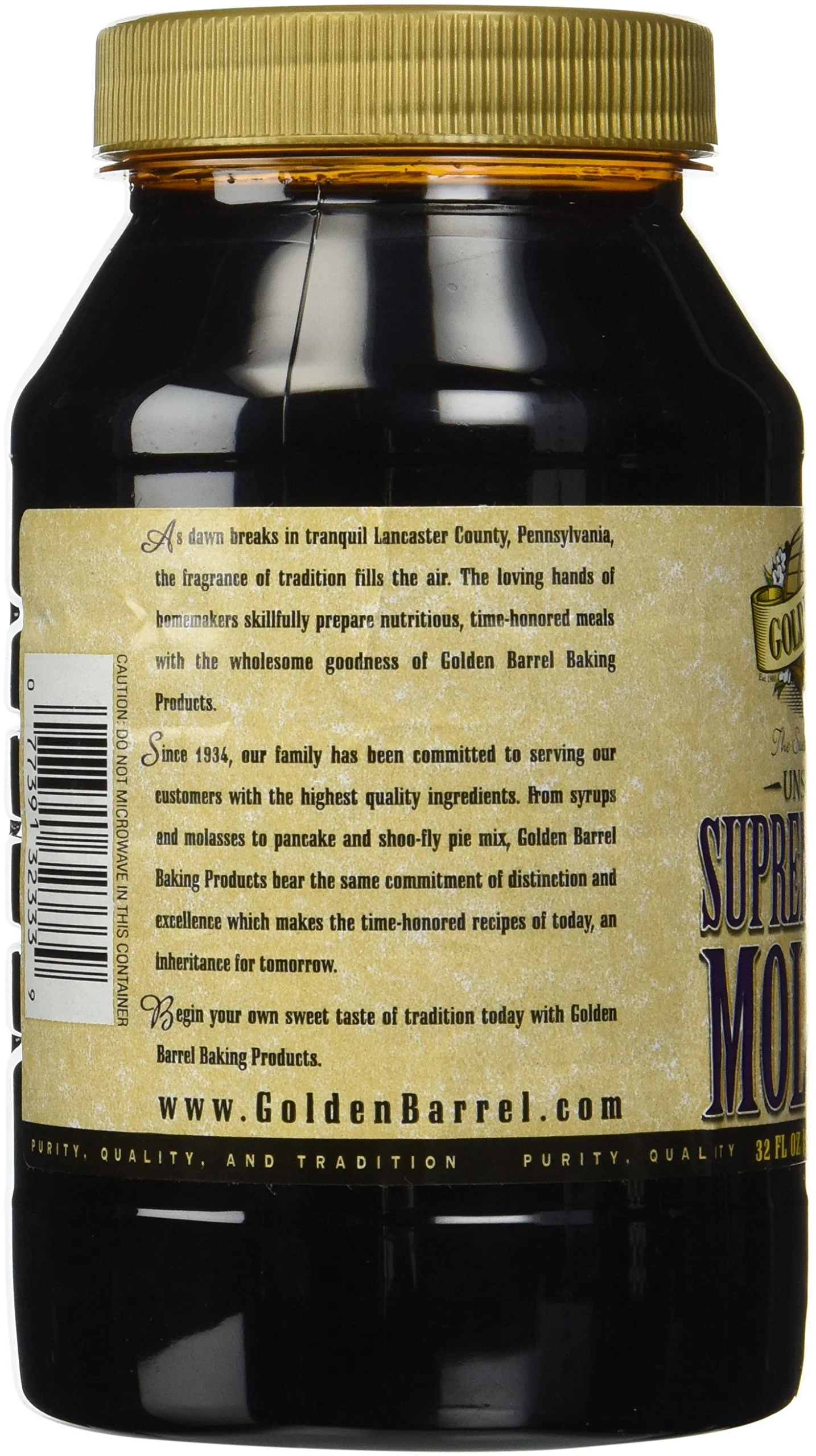 Golden Barrel Unsulfured Supreme Baking Molasses, 32 Oz. Bottle Case of 12