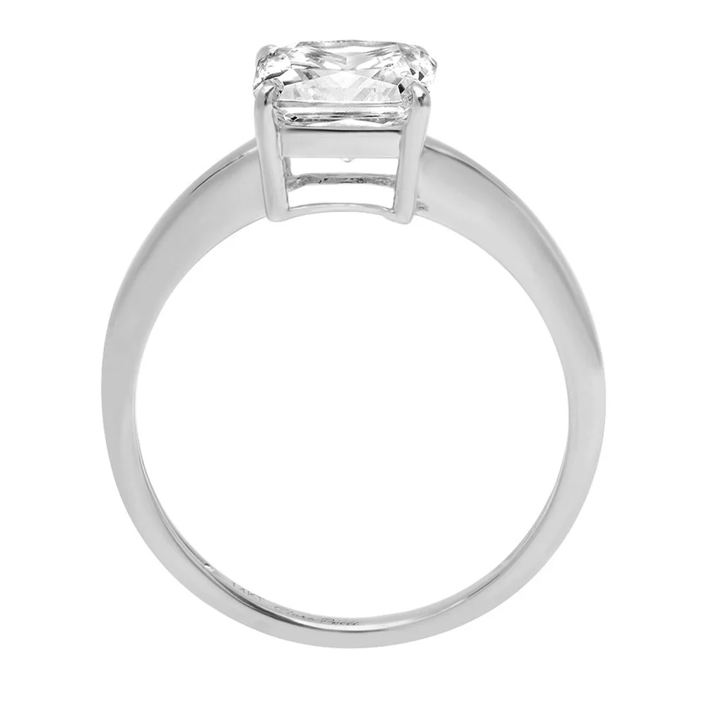 1.0 ct Asscher Cut Real Genuine Natural Diamond VS1-VS2 G-H 18K White Gold Solitaire Promise Wedding Statement Engagement Designer Ring size 3.5