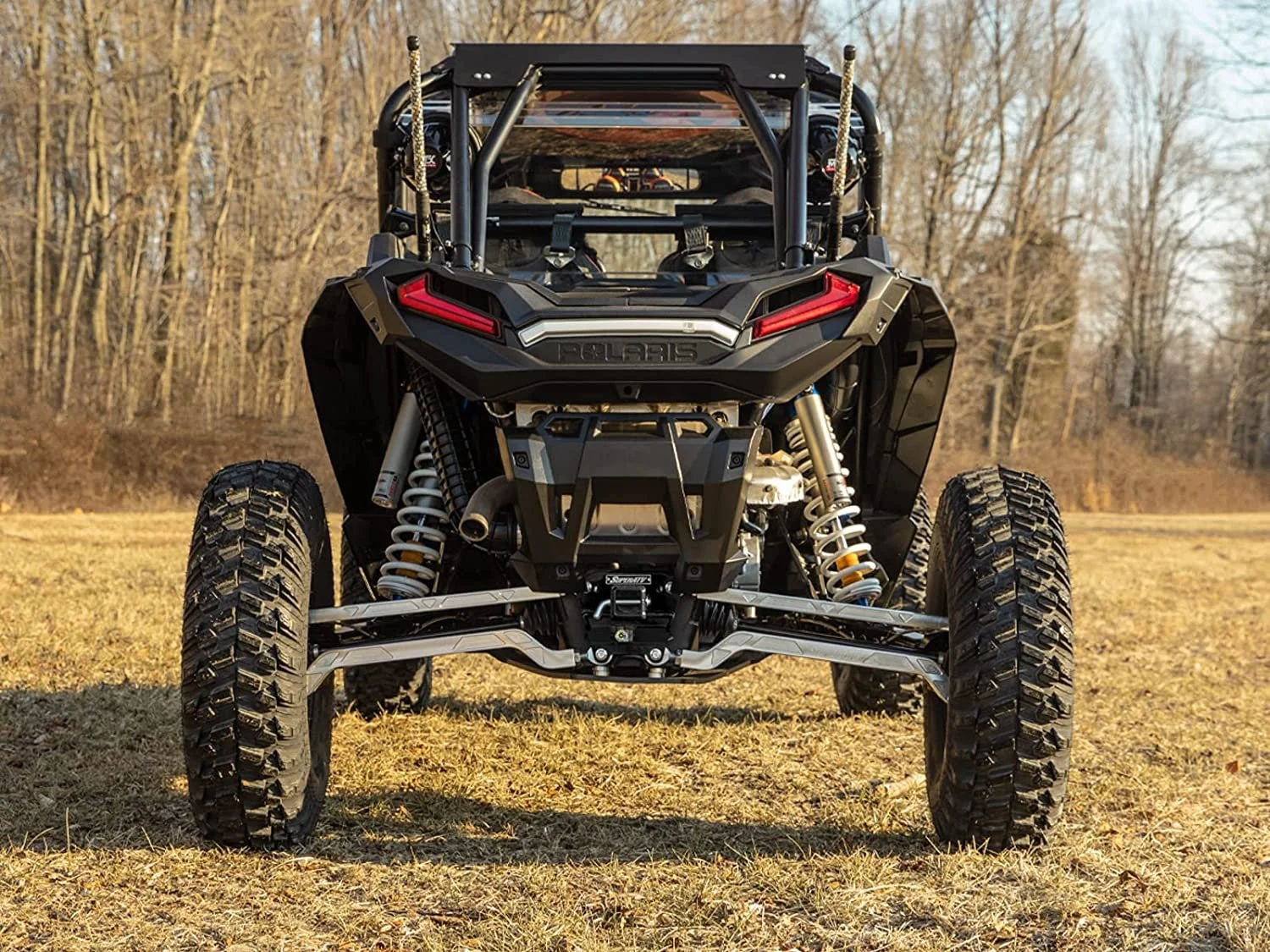 SuperATV Black Rear Receiver Hitch for 2018-2021 Polaris RZR XP Turbo S  2019-2021 RZR XP 4 Turbo S  Fits Standard 2
