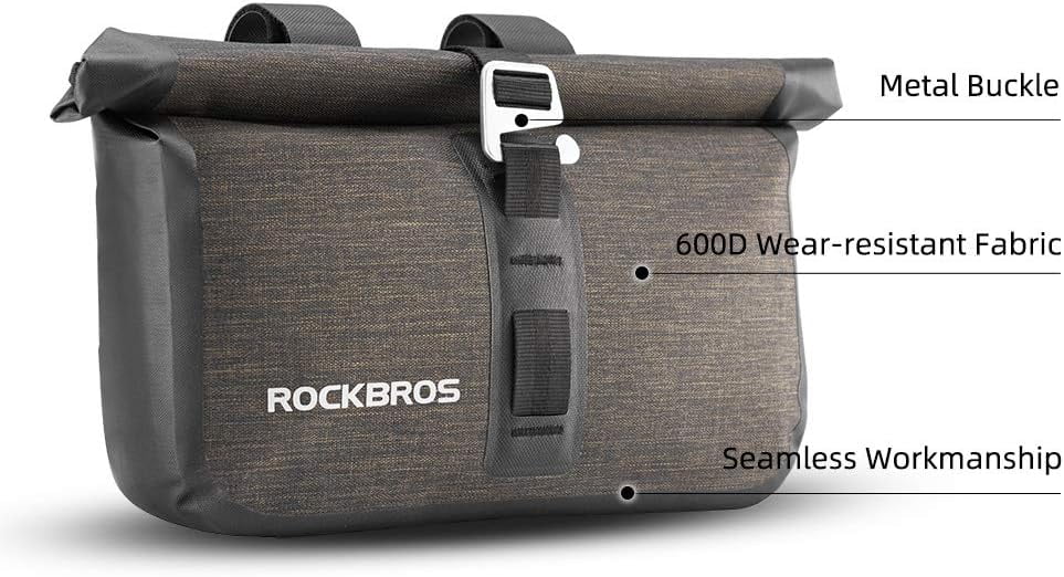 ROCKBROS Bike Handlebar Bag Waterproof Bicycle Front Handlebar Bike Bag 6L Bikepacking Bag for Mountain Road Bicycles
