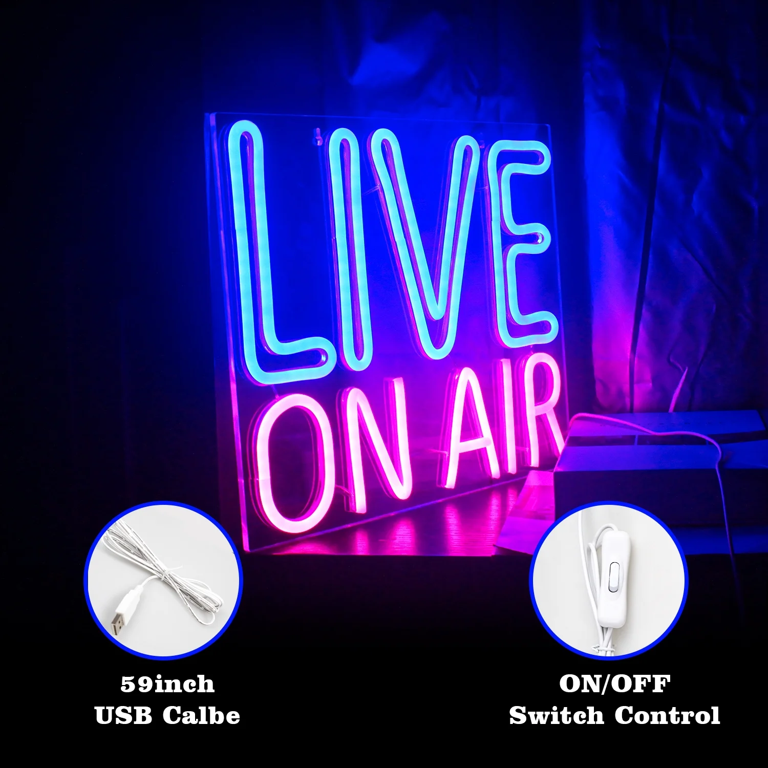 Wanxing Live On Air LED Neon Light Signs USB Power for Studio Broadcasting Room Bedroom Bar Party Wall Decoration