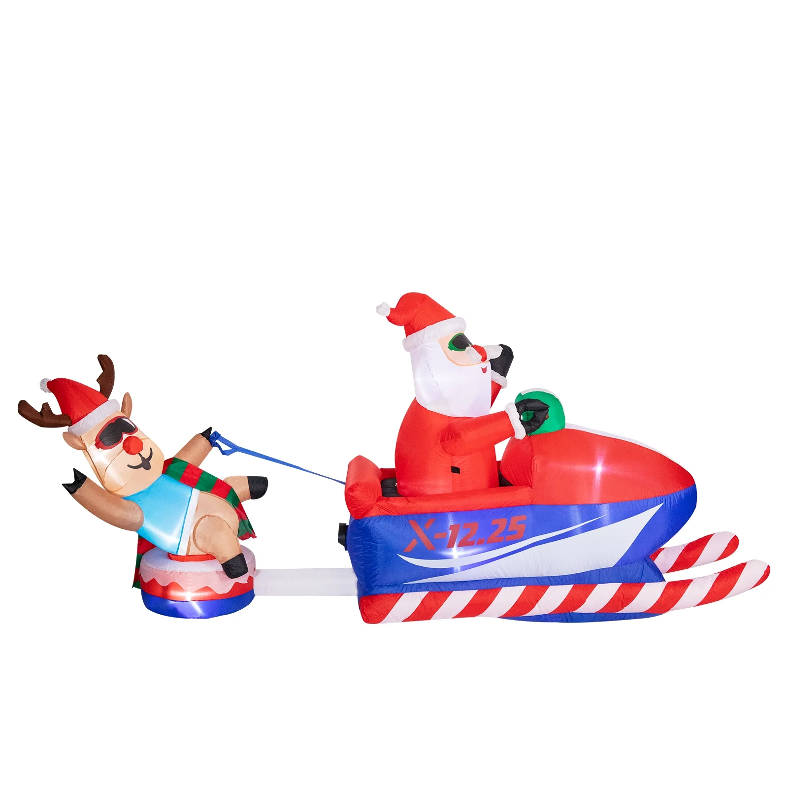 Christmas Inflatables Outdoor Decorations, Inflatable Christmas Blow Up Outdoor Yard Decorations, Snowmobile Santa Claus and Reindeer Sleigh with LED for Outdoor Indoor Lawn and Garden