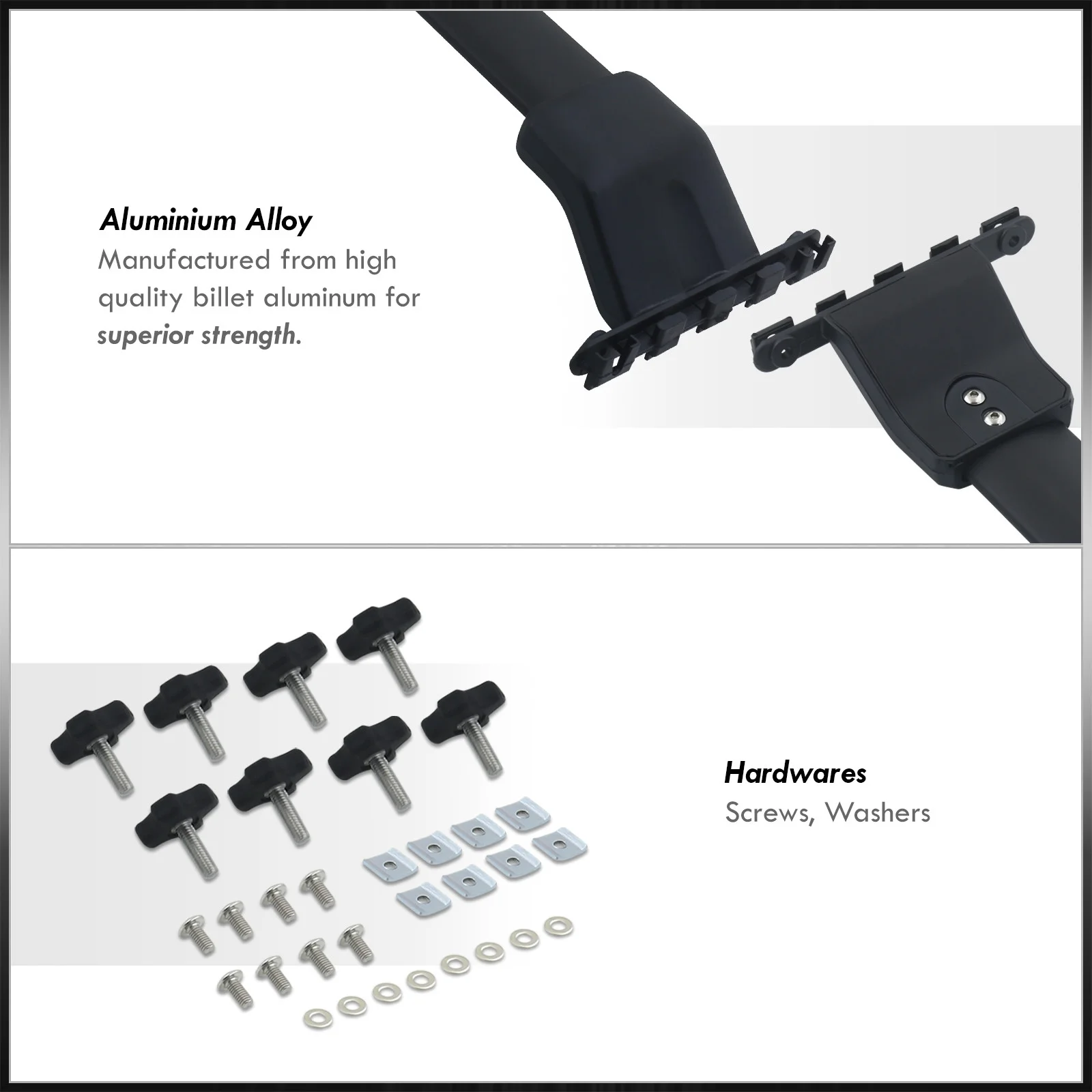 For 2009-2015 Honda Pilot 2-Piece OE Factory Style Aluminum Roof Rack Rail Cross Bars Top Cargo Lugagge Carrier Pair + Hardware (Black) - JDM YF3 YF4 SUV