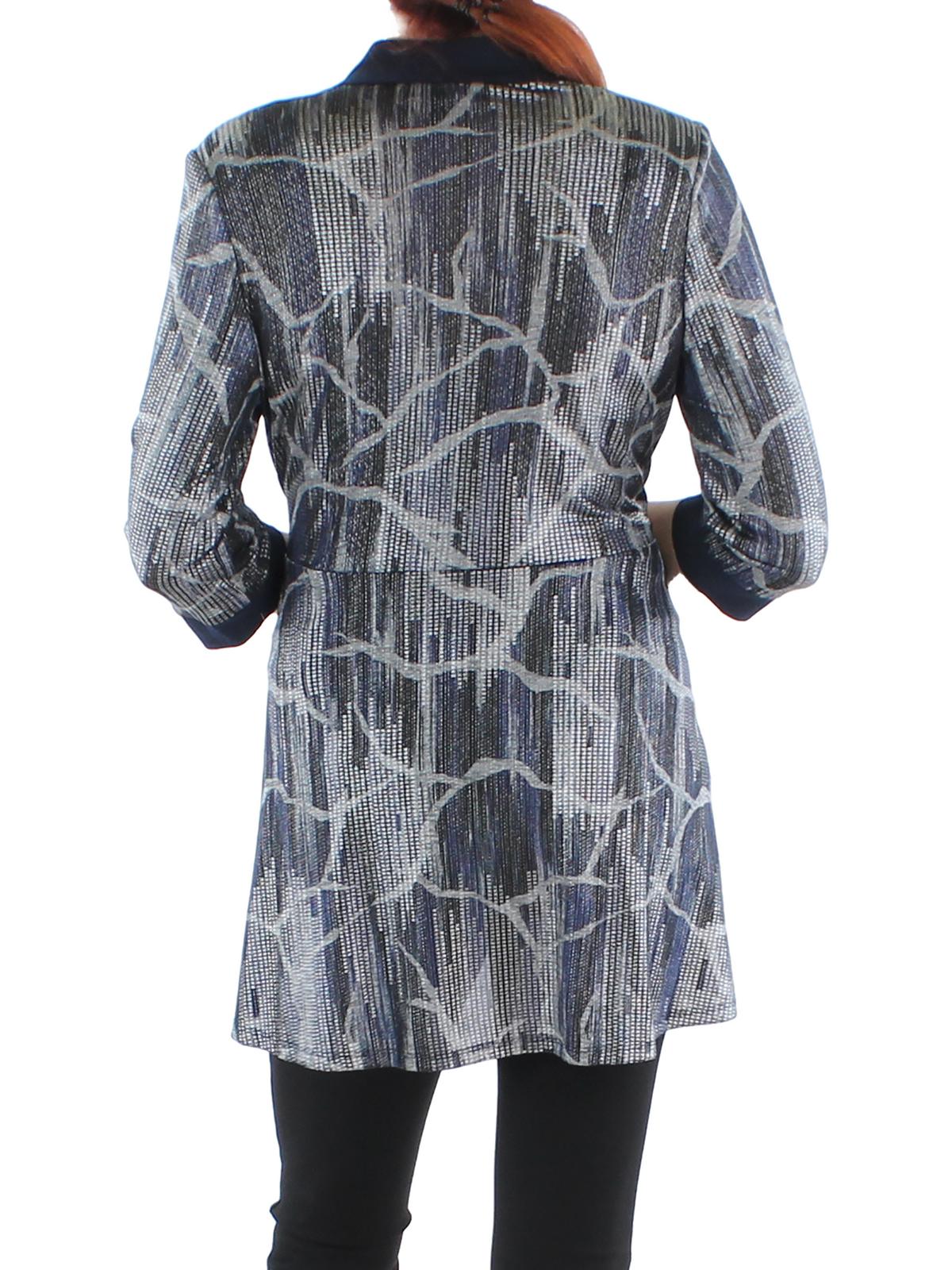 R&M Richards Womens Petites Knit Metallic Duster Blazer