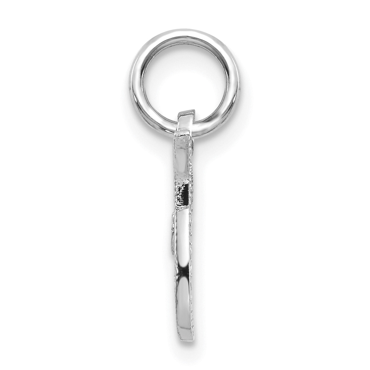 Carat In Karats 14K White Gold Polished Rhodium Plated Casted Script Letter T Initial Pendant Charm