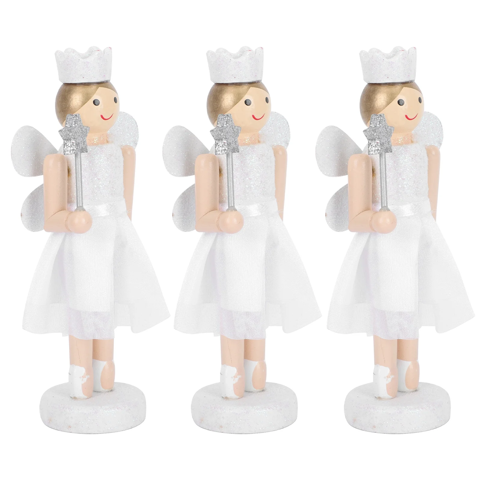 3Pcs Angel Wooden Crafts Xmas Nutcracker Doll Toys Children's Christmas Gifts
