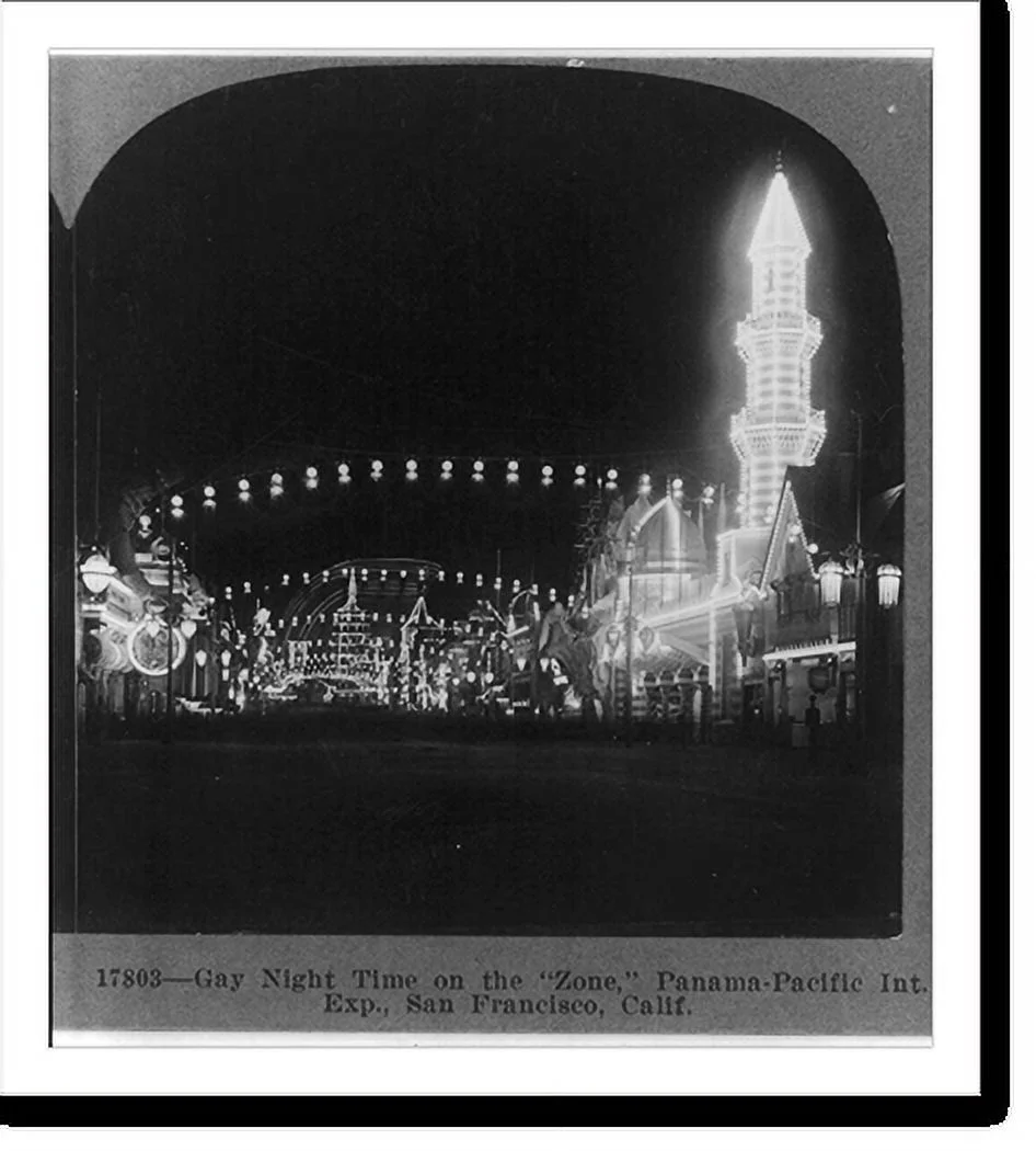 Historic Framed Print, Gay night time on the Zone, Panama-Pacific Int. Exp., San Francisco, Calif., 17-7/8